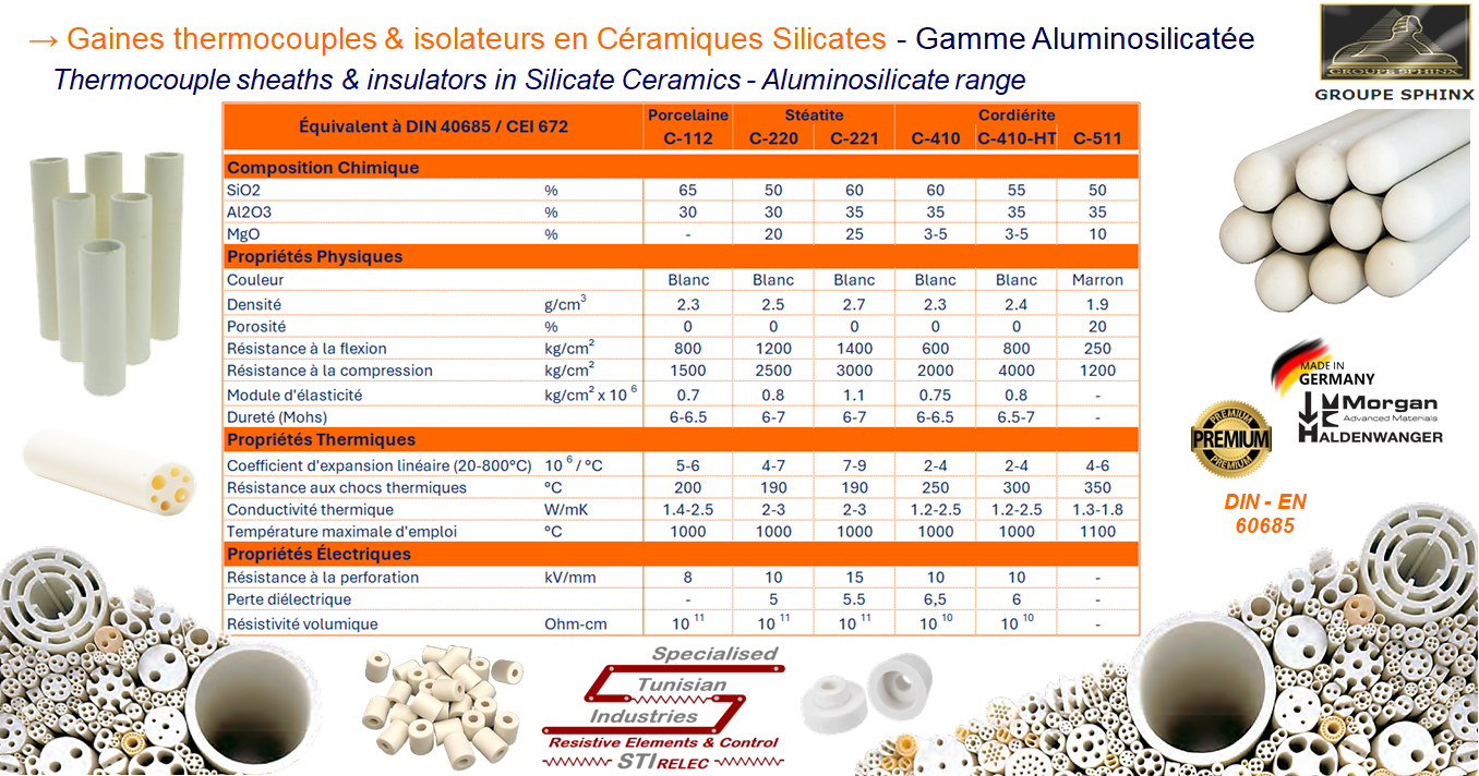 Image du produit Gaine de protection thermocouple & Isolateurs en céramique
