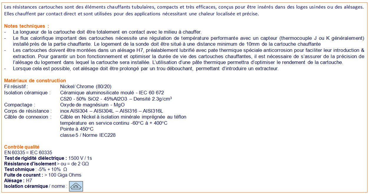 Image du produit Résistances cartouches